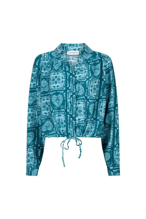 LM Blouse Dalia Teal Hearts