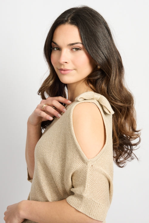 C&S Amber Knit Pullover Sand