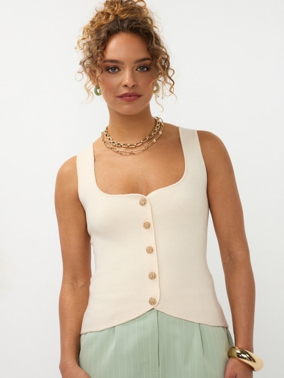 Y Knitted Top Mella Ecru