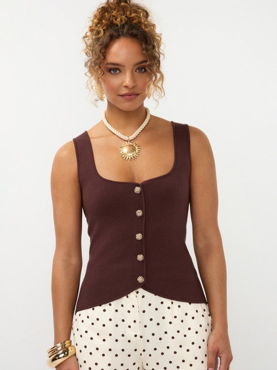 Y Knitted Top Mella Brown