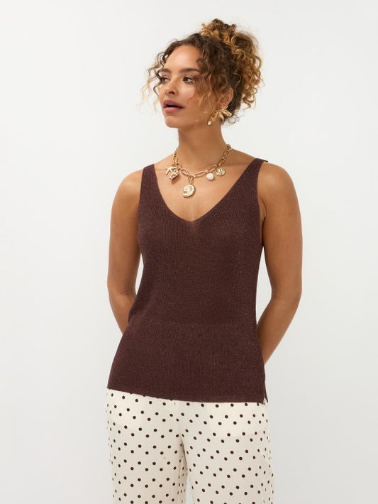 Y Knitted Top Lux Brown