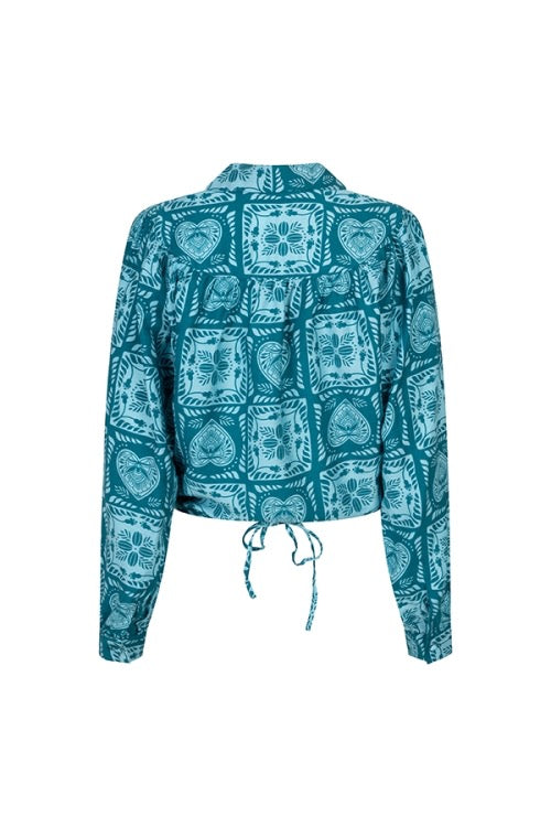 LM Blouse Dalia Teal Hearts