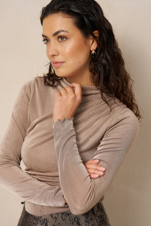 LM Top Jimmi mesh Taupe