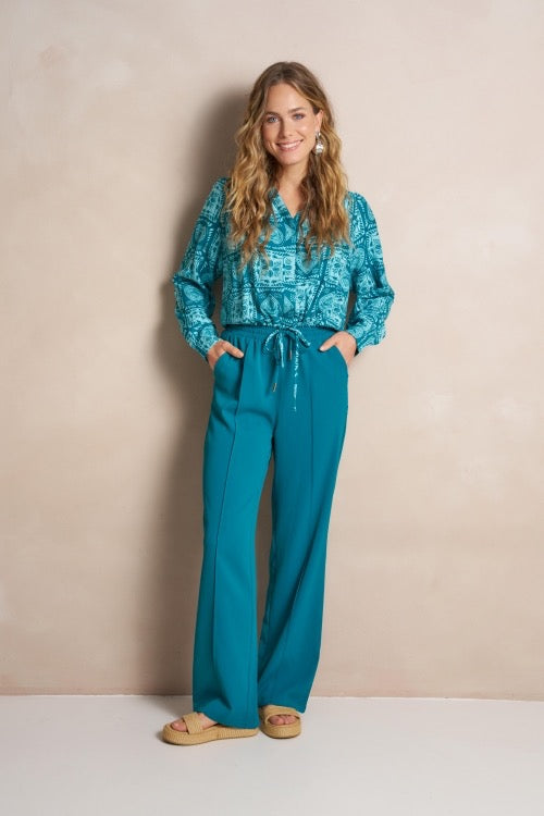 LM Blouse Dalia Teal Hearts