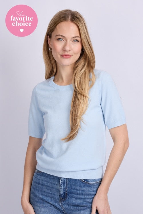 C&S Kenza Knit Top Blue Mist