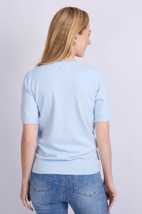 C&S Kenza Knit Top Blue Mist