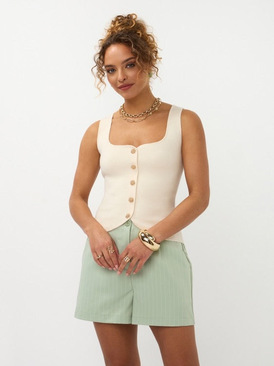 Y Knitted Top Mella Ecru