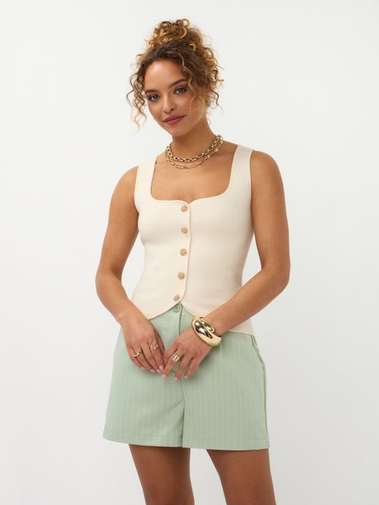 Y Knitted Top Mella Ecru